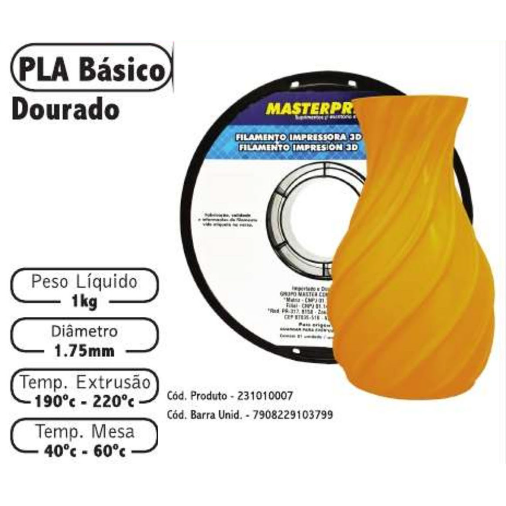 FILAMENTO 3D 1kg – PLA DOURADO