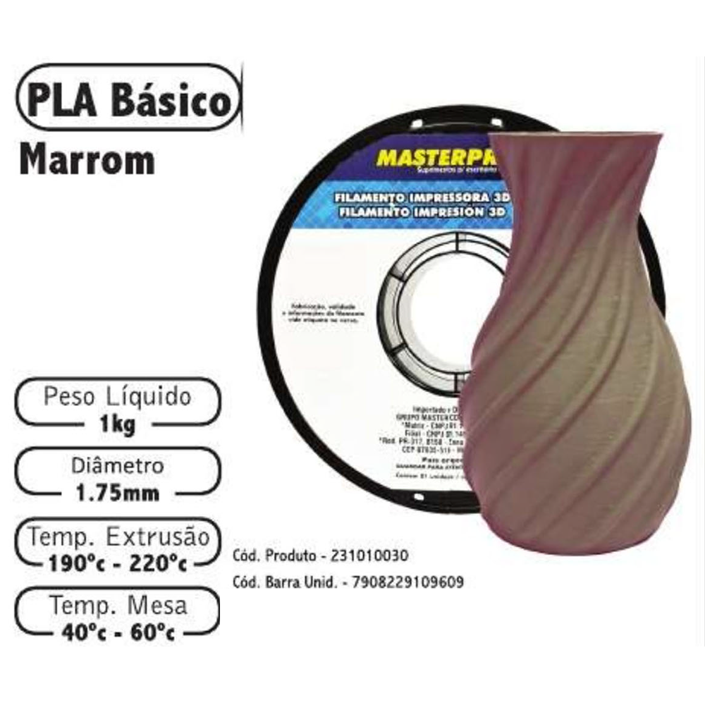 FILAMENTO 3D 1kg – PLA MARROM