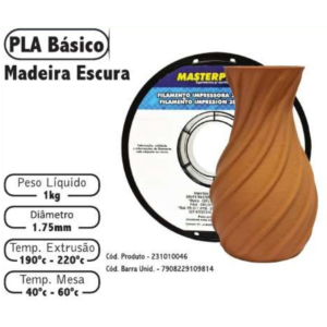 FILAMENTO 3D 1kg - PLA MADEIRA ESCURA