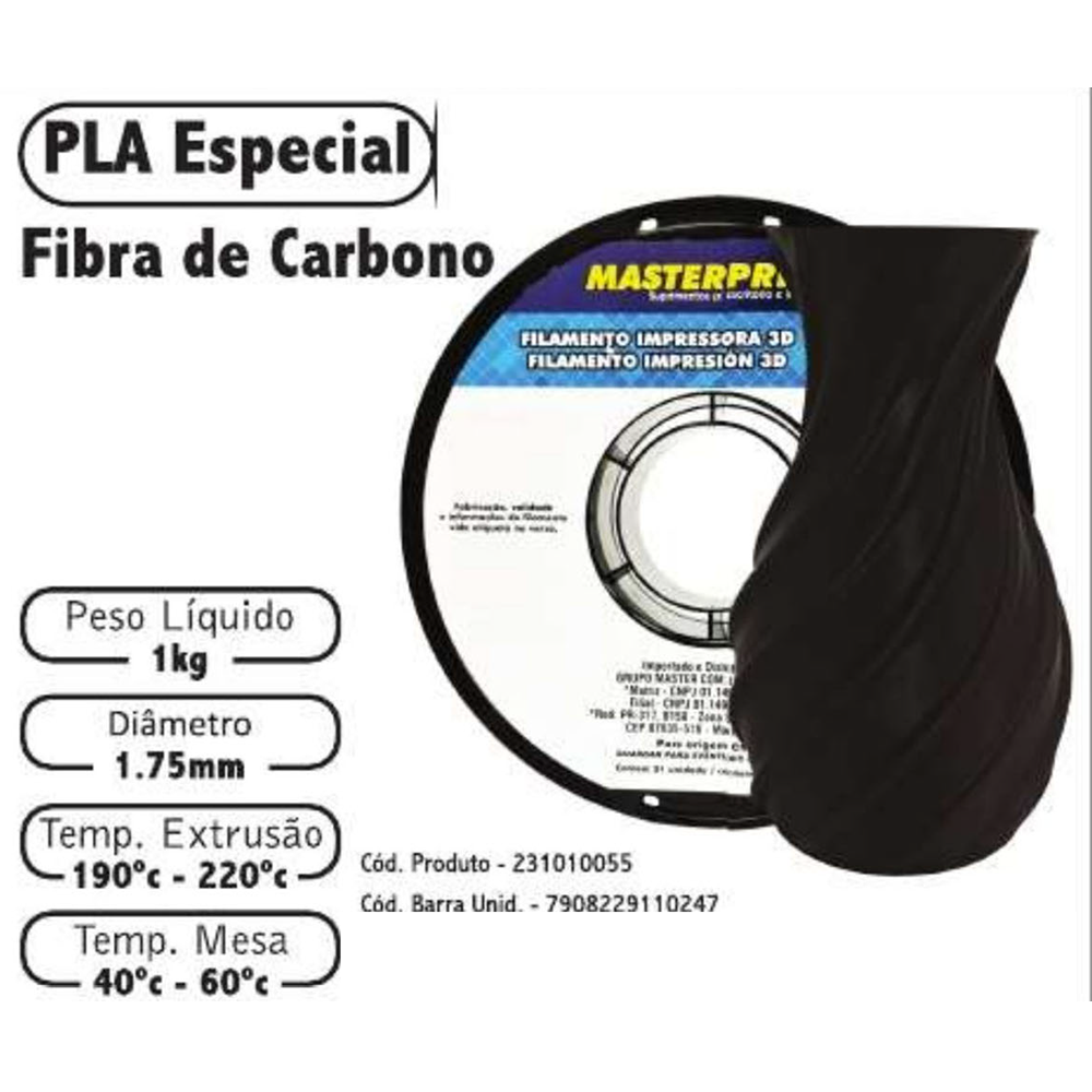 FILAMENTO 3D 1kg – PLA FIBRA DE CARBONO
