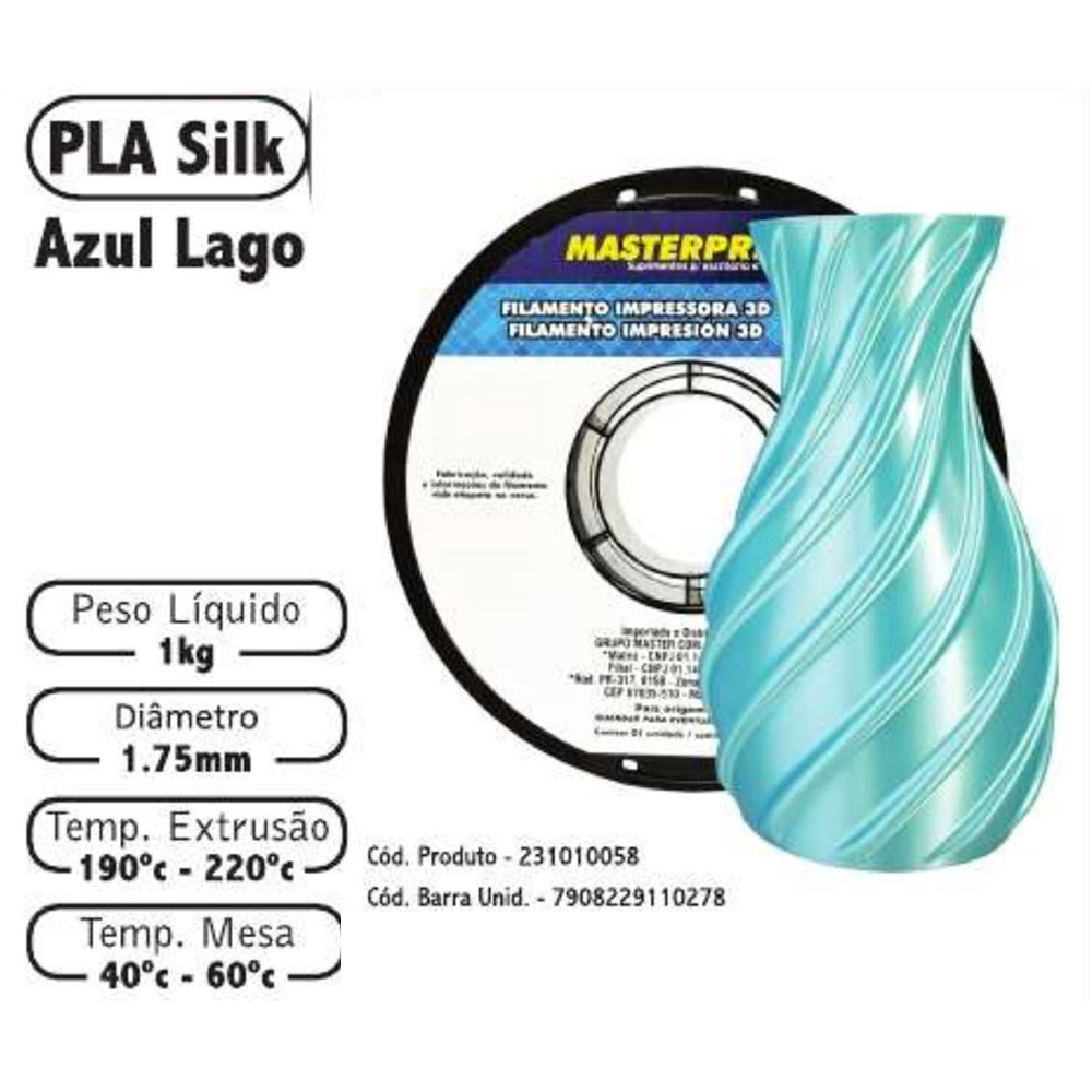FILAMENTO 3D 1kg – PLA SILK AZUL LAGO