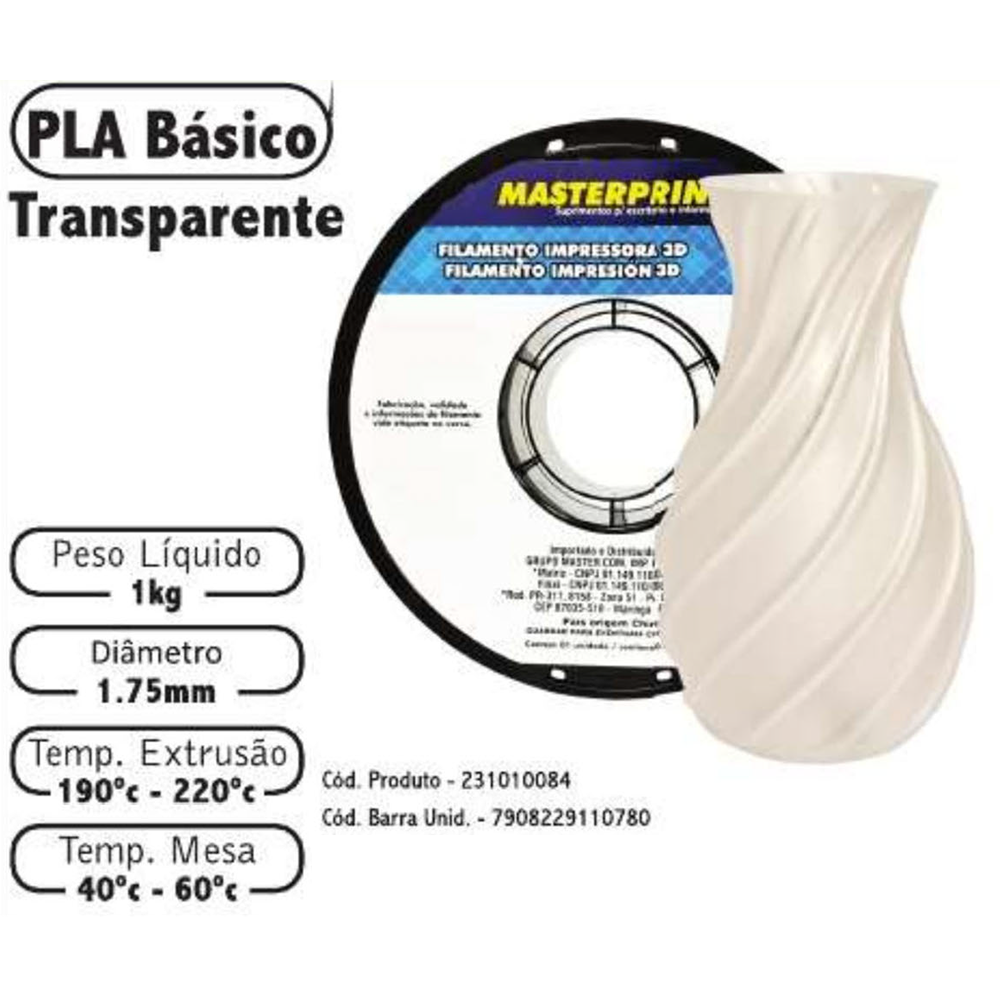 FILAMENTO 3D 1kg – PLA TRANSPARENTE