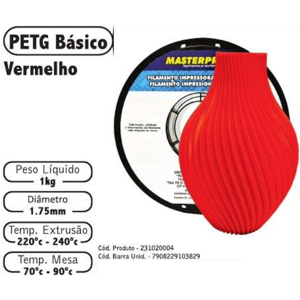 FILAMENTO 3D 1kg – PETG VERMELHO