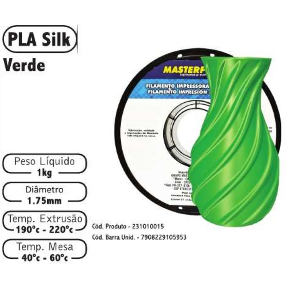 FILAMENTO 3D 1kg – PLA SILK VERDE