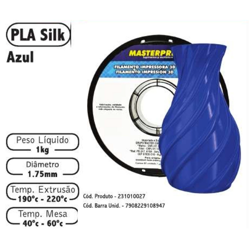 FILAMENTO 3D 1kg – PLA SILK AZUL
