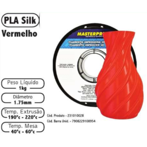 FILAMENTO 3D 1kg - PLA SILK VERMELHO
