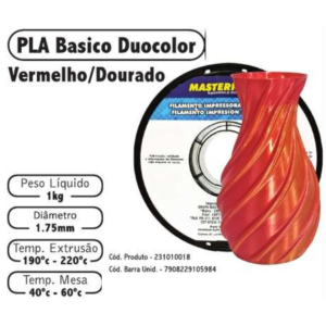 FILAMENTO 3D 1kg - PLA VERMELHO-DOURADO