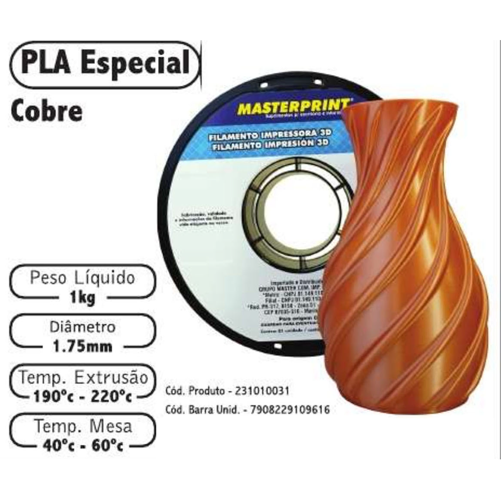 FILAMENTO 3D 1kg – PLA COBRE