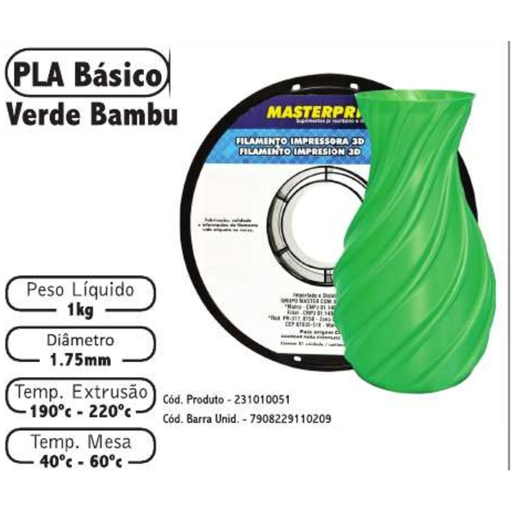 FILAMENTO 3D 1kg – PLA VERDE BAMBU
