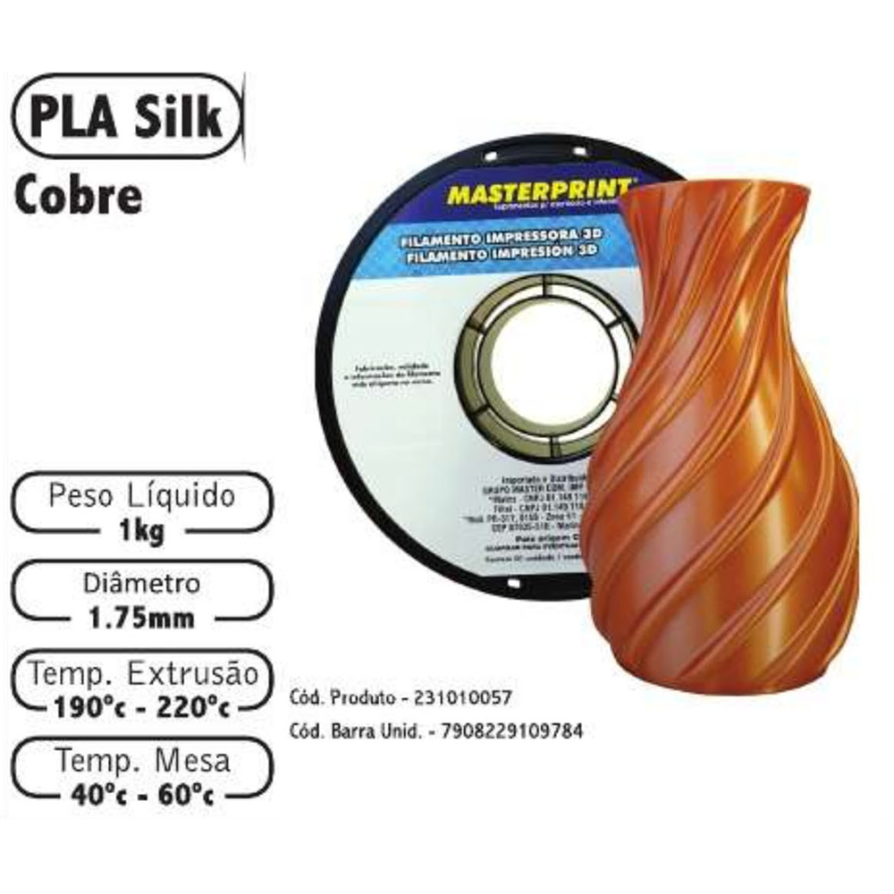 FILAMENTO 3D 1kg – PLA SILK COBRE