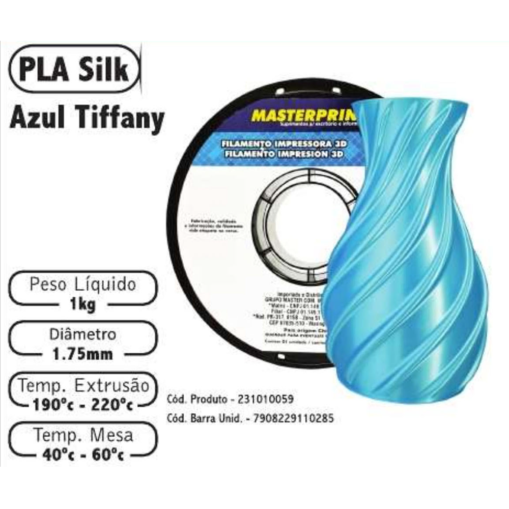 FILAMENTO 3D 1kg – PLA SILK AZUL TIFFANY