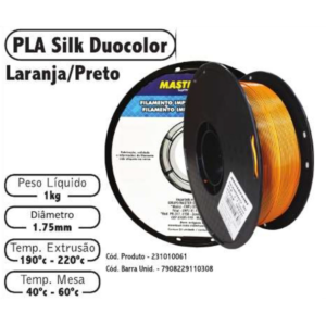 FILAMENTO 3D 1kg - PLA SILK LARANJA-PRETO