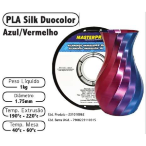 FILAMENTO 3D 1kg - PLA SILK AZUL-VERMELHO