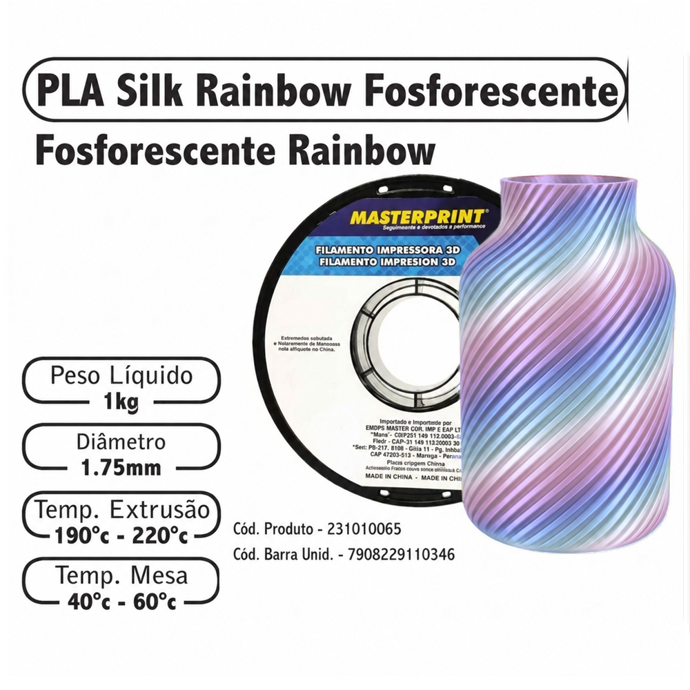 FILAMENTO 3D 1kg – PLA FLUORESCENTE RAINBOW