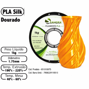 FILAMENTO 3D 1kg - PLA SILK DOURADO