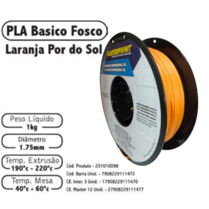 FILAMENTO 3D 1kg - PLA FOSCO LARANJA POR DO SOL