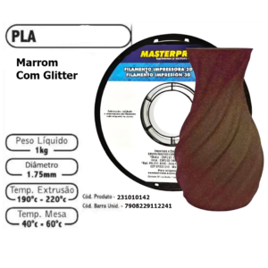 FILAMENTO 3D 1kg - PLA MARROM COM GLITTER