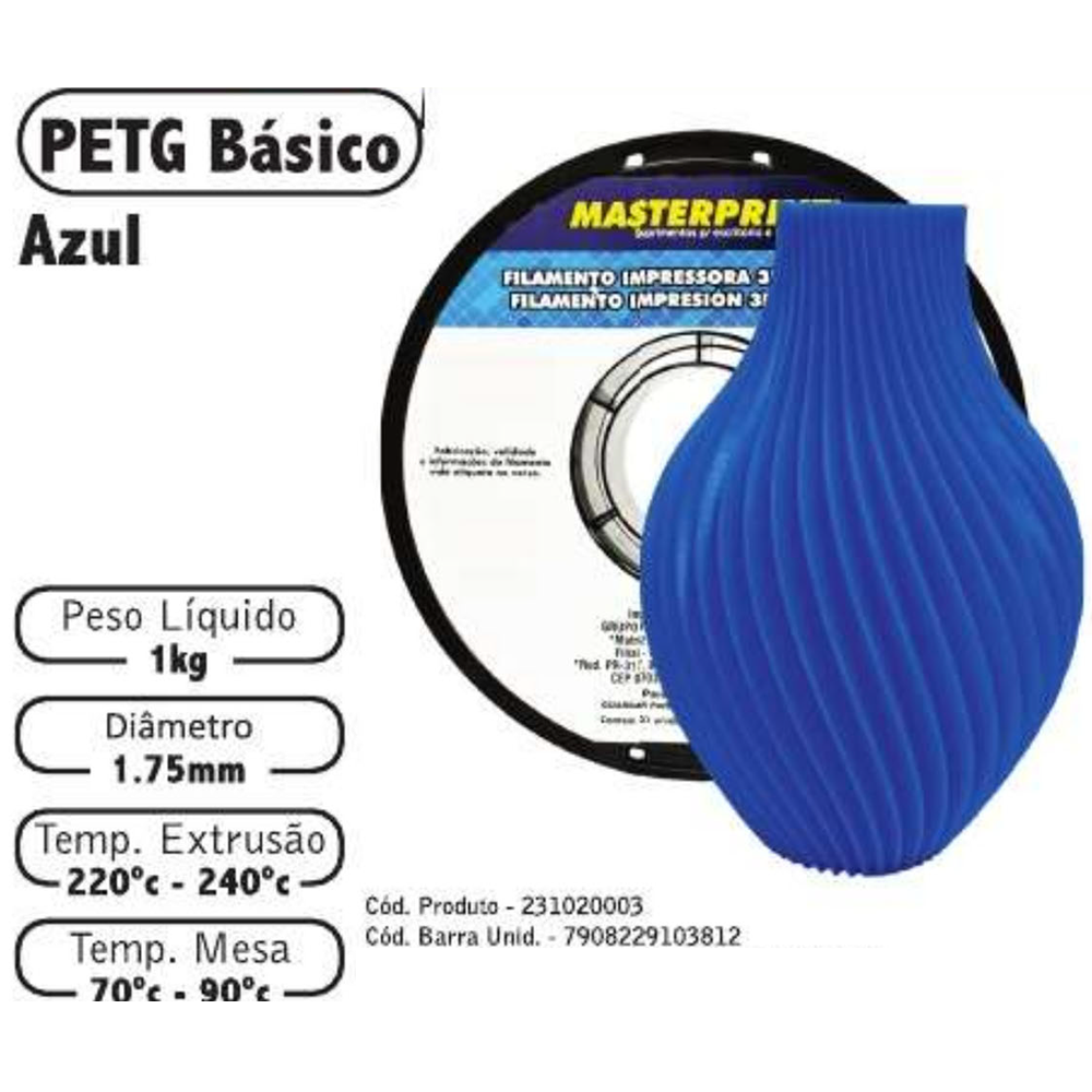 FILAMENTO 3D 1kg – PETG AZUL