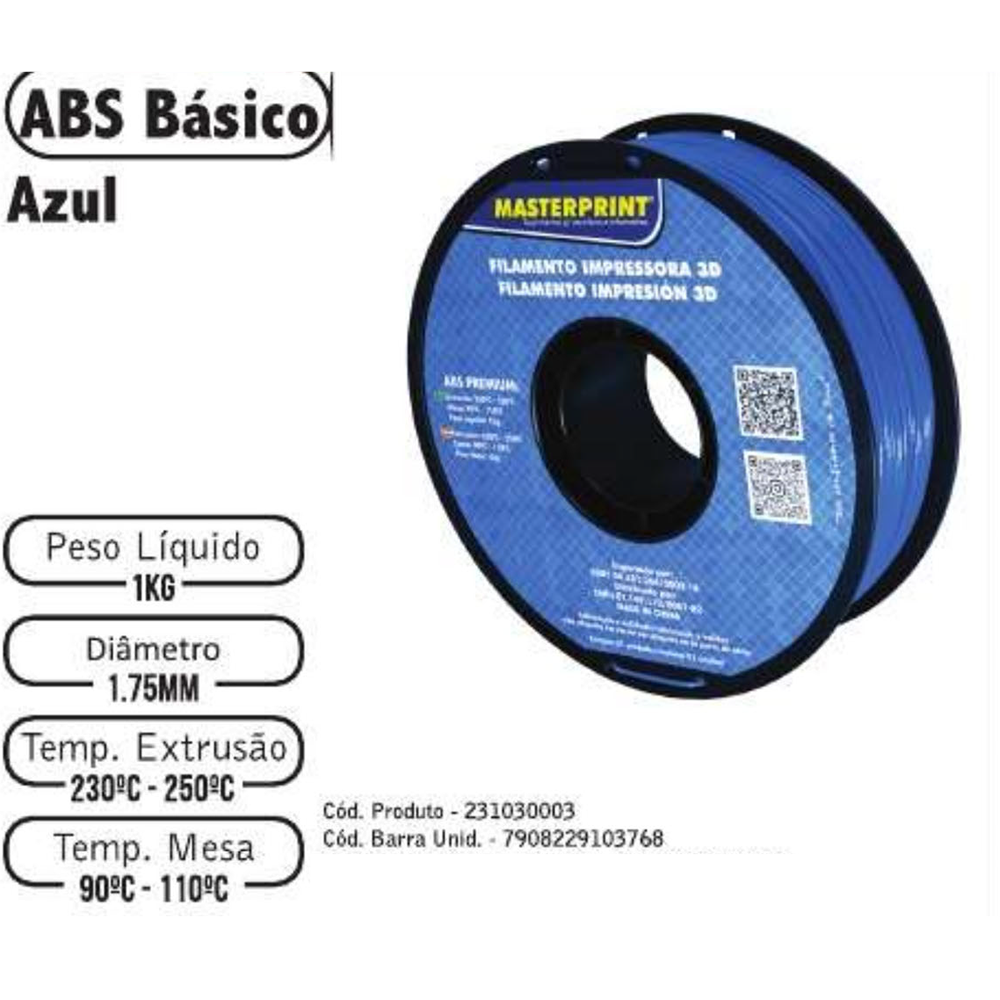 FILAMENTO 3D 1kg – ABS AZUL