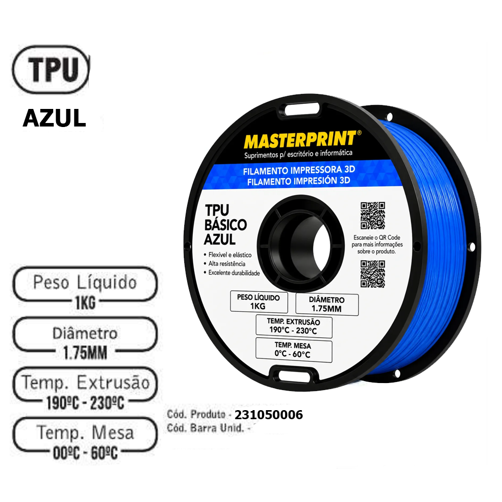 FILAMENTO 3D 1kg – TPU AZUL