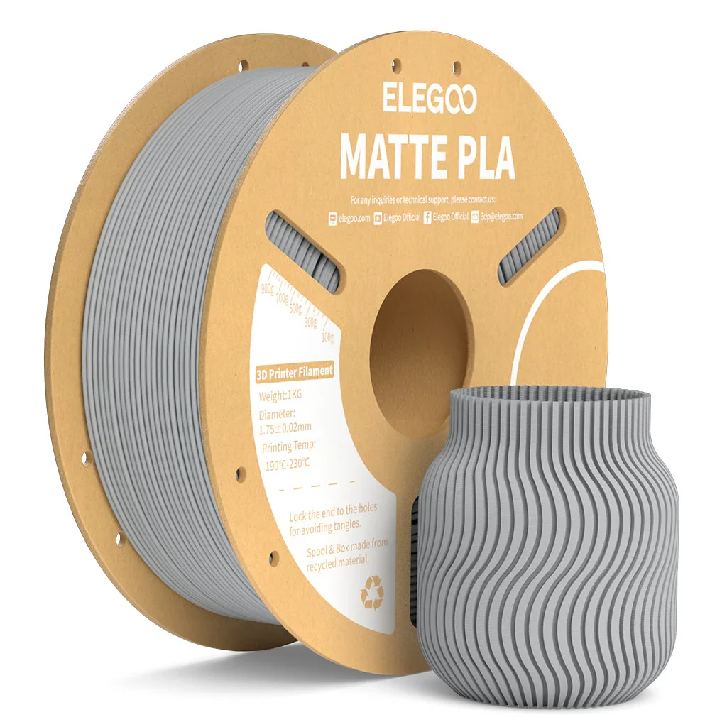 FILAMENTO 3D 1kg – PLA MATTE ELEGOO CINZA ARDÓSIA