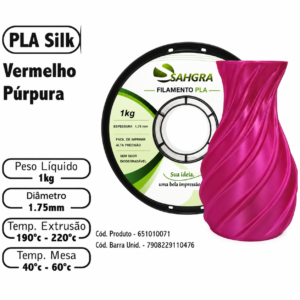 FILAMENTO 3D 1kg - PLA SILK VERMELHO PURPURA